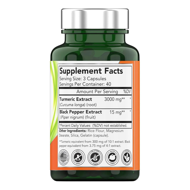 Cápsulas Curcumina Cúrcuma Pimienta Negra 3000 Mg 120 Unidad - Imagen 2