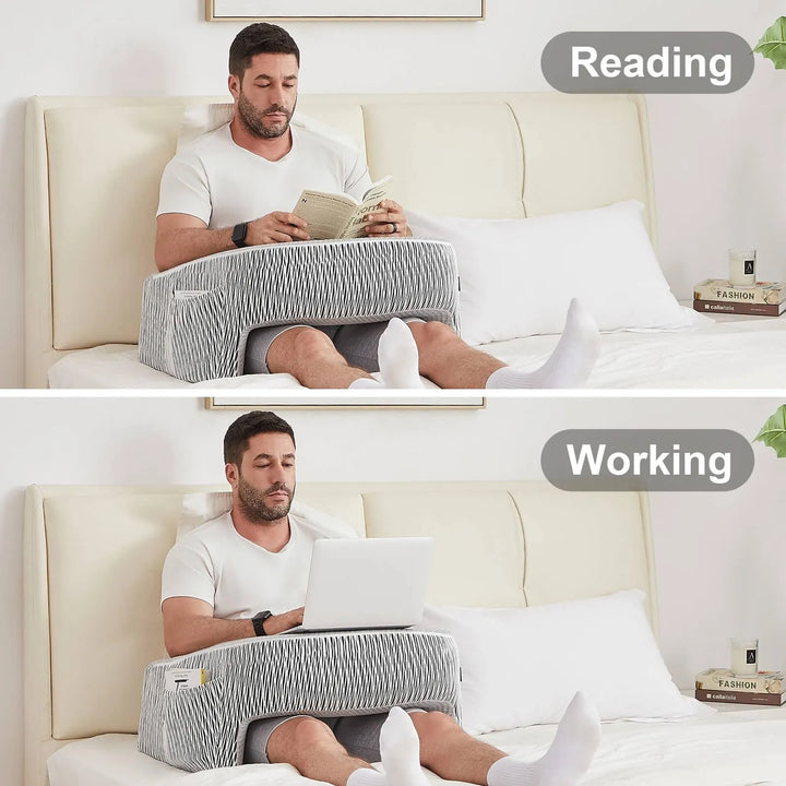 Almohada De Escritorio Ergonómica Para Regazo Ideal Lectura Gris - Imagen 4