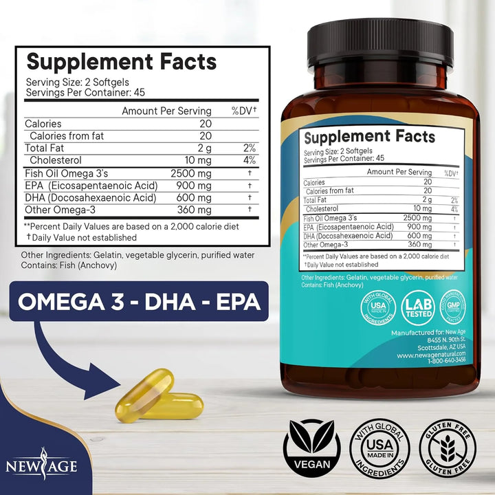 Aceite De Pescado Omega 3 2500 Mg Apoyo Salud Inmune Articul - Imagen 3