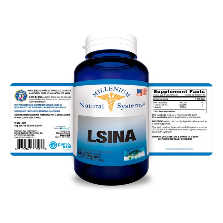 Lisina × 60 Softgels Natural Systems  - Imagen 2