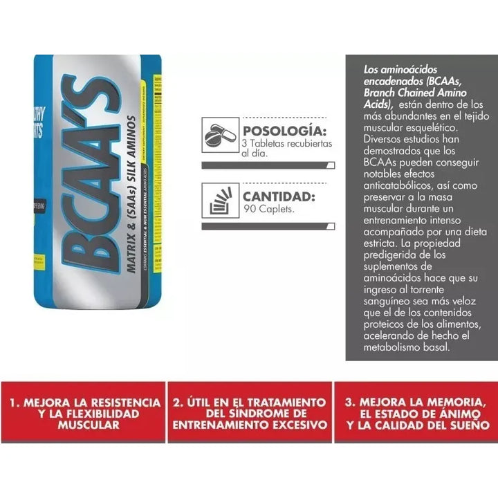 Bcaa's Matrix 90 Cápsulas Mezcla De Aminoácidos Ramificados Con L-arginina Y L-tirosina - Imagen 2