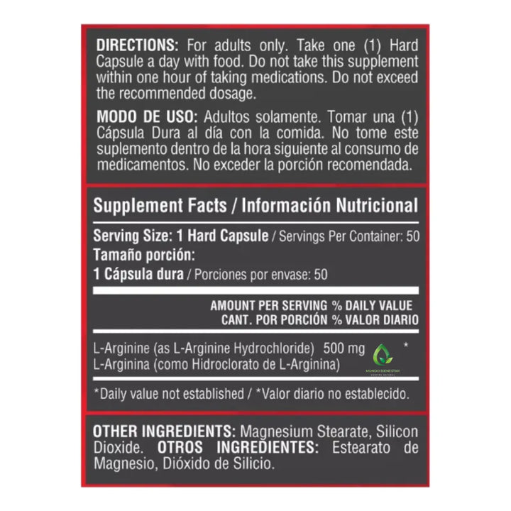 L-arginine Hcl 500 Mg Promo X 2 Na - Imagen 2