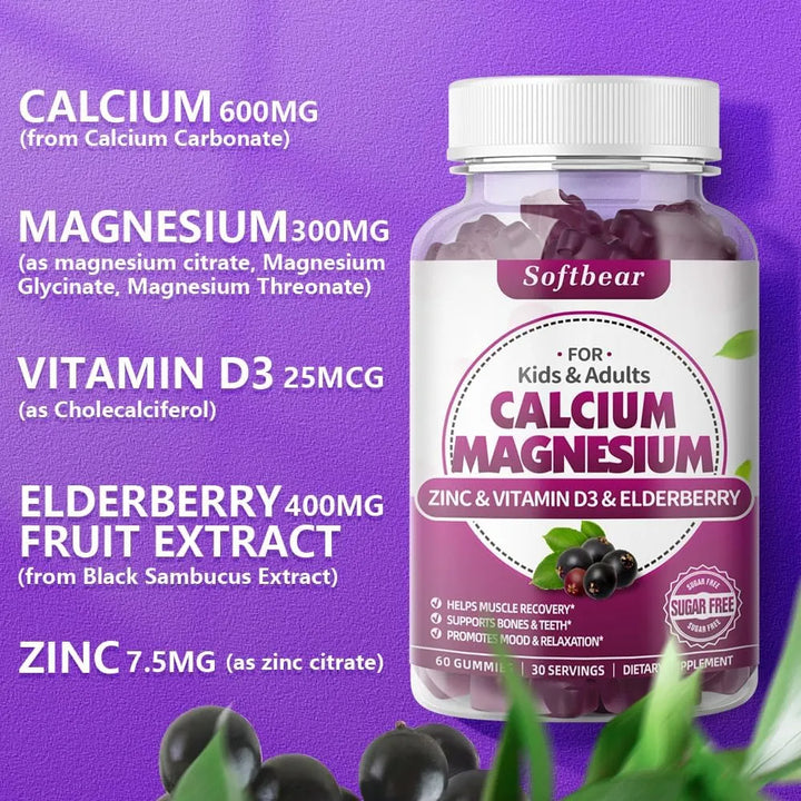 Gomitas De Calcio Magnesio Zinc 600 Mg Para Mujeres Fortalec - Imagen 3