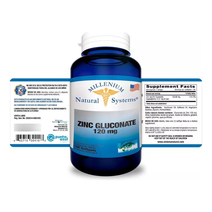 Zinc Gluconate 120 Mg 100 Sg Sy Sin Sabor - Imagen 2