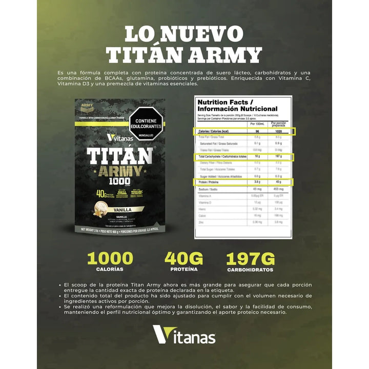 Titan Army 5lbs - Proteina Aumento De Volumen - Sin Azúcar - Imagen 5