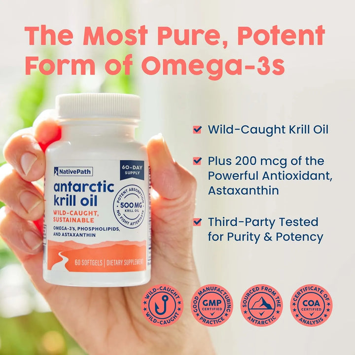 Aceite De Krill Antártico 500 Mg Cápsulas Blandas Omega 3 Ep - Imagen 3