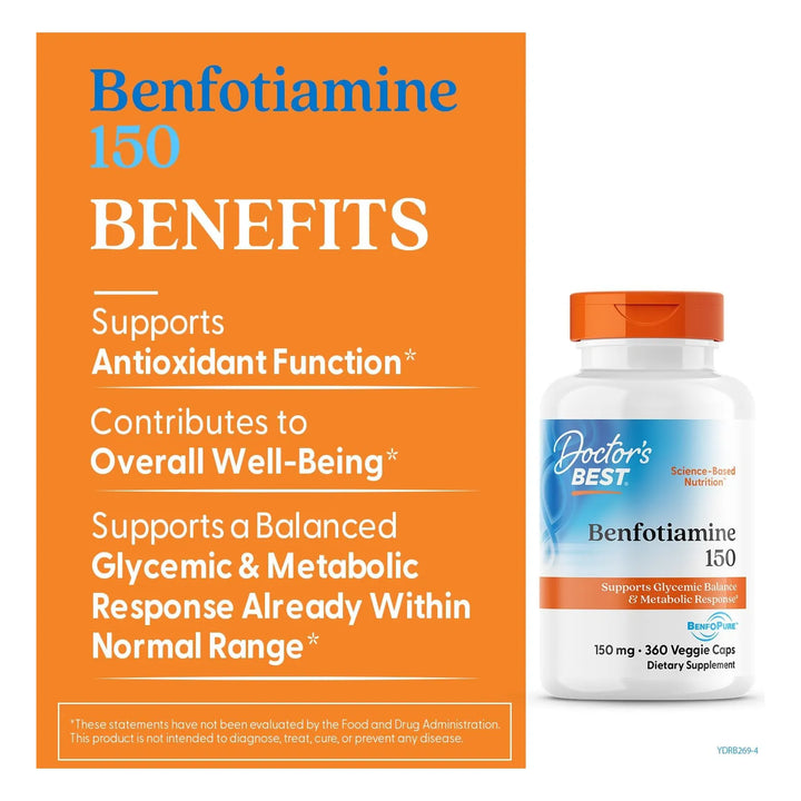 Benfotiamina 150 Mg 360 Cápsulas Vegetales Ayuda Metabolismo - Imagen 3