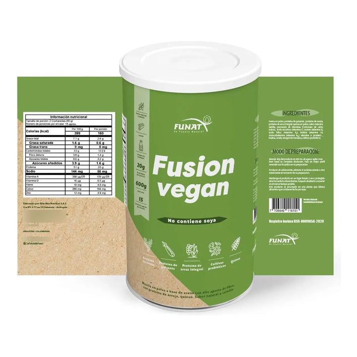 Proteina Vegana Funat 600gr - G Vainilla - Imagen 2