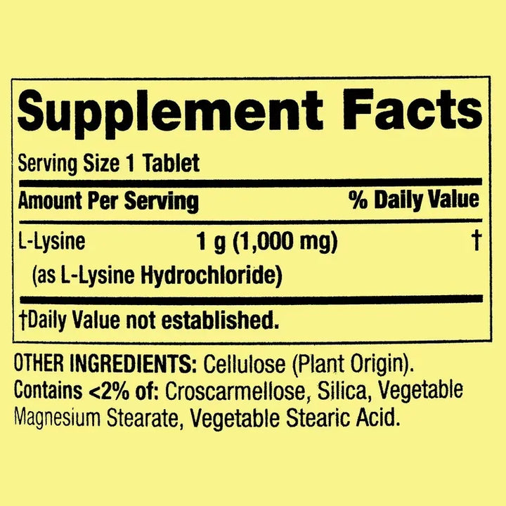 L Lisina L Lysine Inmunidad 1000 Mg 100 Tabletas Spring Valley Supleme ...