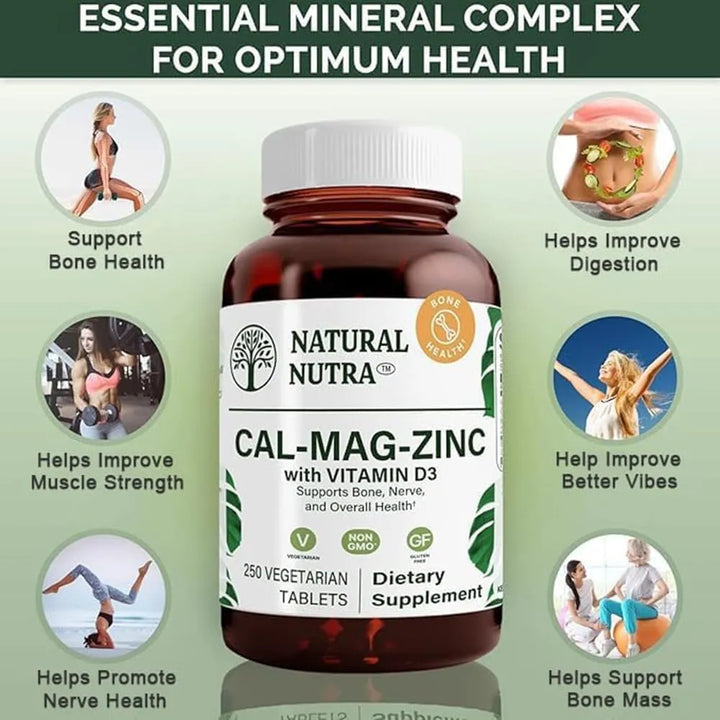 Calcio Magnesio Zinc Vitamina D3 Complejo Mineral Esencial 2 - Imagen 3
