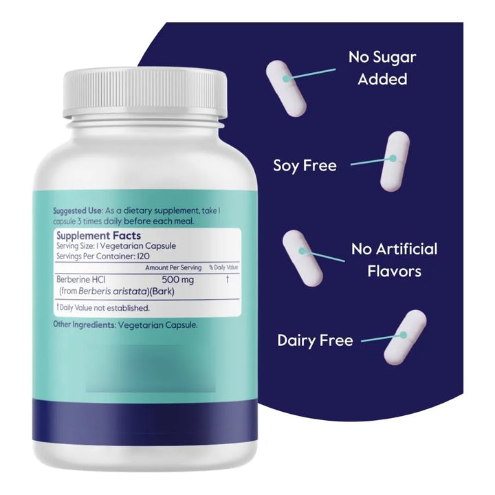Berberina 500mg 120 Cápsulas Puras Sin Aditivos Ni Estearato - Imagen 2