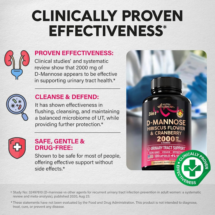 Cápsulas De D-mannose 2000 Mg Salud Tracto Urinario Apoyo Na - Imagen 4