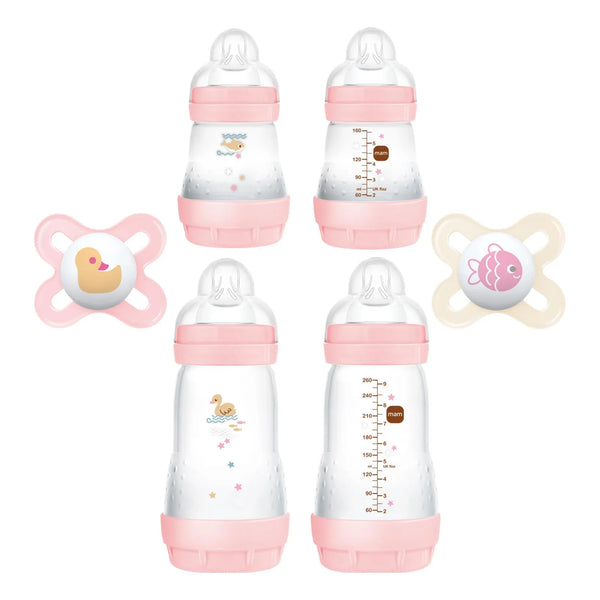 Set Regalo Feed Soothe Biberon Chupete Anticolico Niña 0 Meses MAM