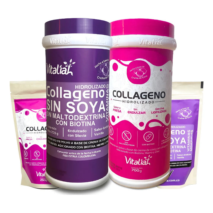 Kit Colágeno Hidrolizado Vitaliah Vainilla Y Fresa + Doypack X2 - Imagen 1