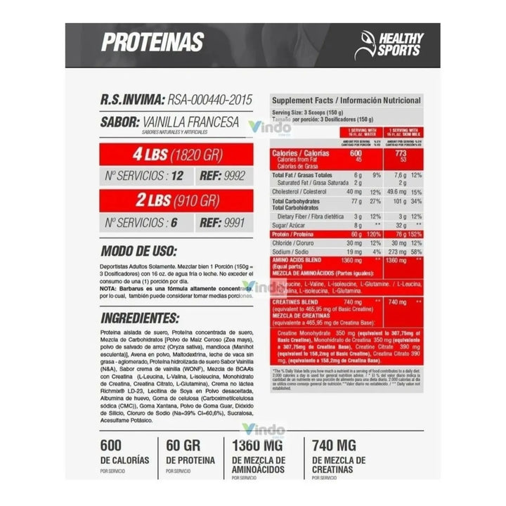 Proteina Barbarus 2 Libras - Imagen 2