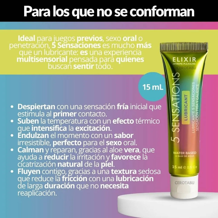 Lubricante Íntimo 5 Sensaciones Elixir Calmante Frio Caliente Sabor Sa ...