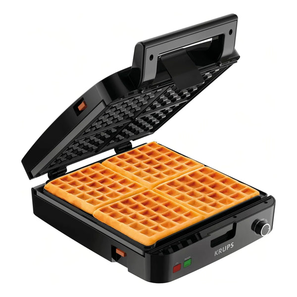 Wafflera Belga KRUPS GQ502D 4 Waffles Acero Inoxidable Temperatura Ajustable