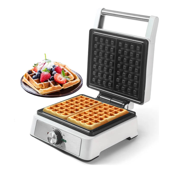 Máquina Gofrera Cuadrada Grande Antiadherente 1200W Para Gofres Perfectos