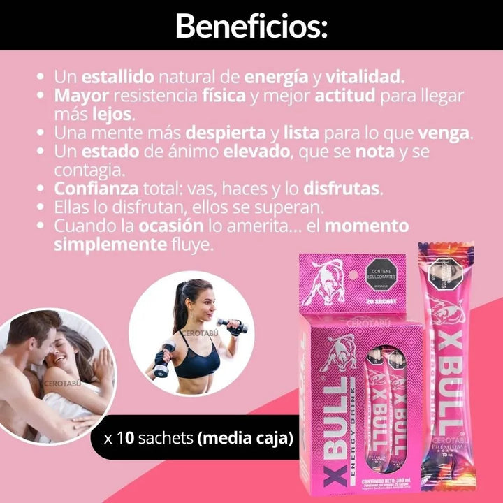 Energizante Femenino Con Extractos Naturales Xbull X10 Sachet - Imagen 5