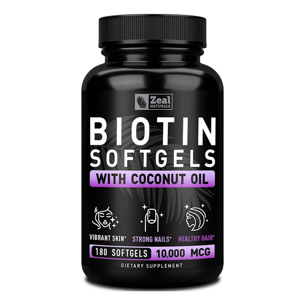 Biotina 10000 Mcg Con Aceite De Coco 180 Cápsulas Blandas Ca - Imagen 1