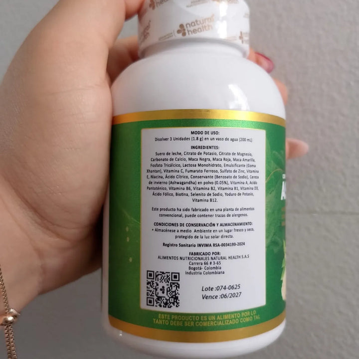 Ashwagandha 100 Capsulas Natural Health Sin Sabor - Imagen 3