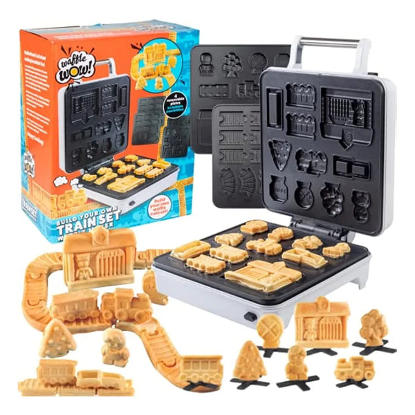 Train Set Waffle Maker Plancha Gofres Trenes Divertidos 4 Placas Extraíbles
