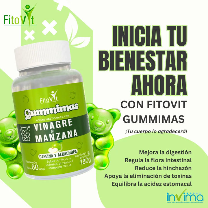 Vinagre De Manzana Con Cafeina Y Alcachofa En Gomas Adelgaza Manzana Verde - Imagen 4