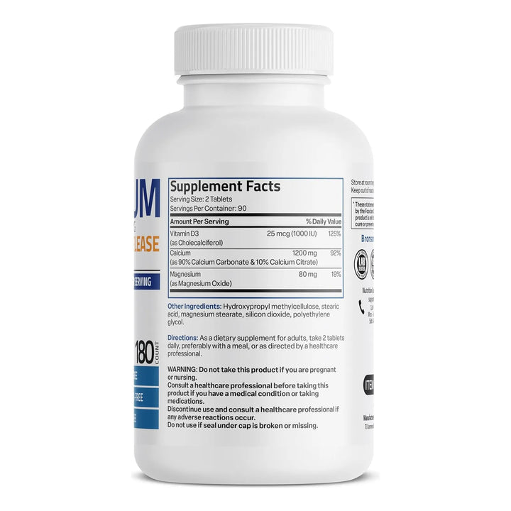 Calcio 1200 Mg Liberación Sostenida Vitamina D3 1000 Ui 180 - Imagen 2
