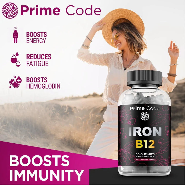 Gomitas De Hierro Con Vitamina B12 20 Mg Para Adultos Sabor - Imagen 3