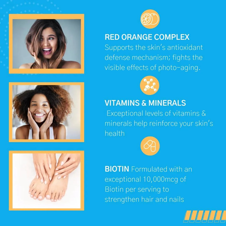 Cápsulas De Biotina 10,500 Mcg Complejo Rojo Naranja Colágen - Imagen 6