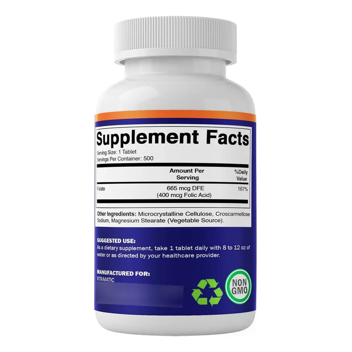 Ácido Fólico 400 Microgramos 500 Tabletas Vitamina B9 Essent - Imagen 7