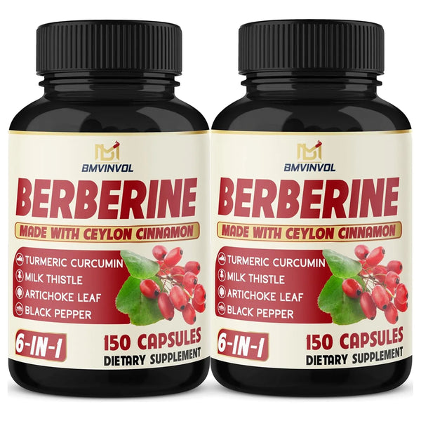 Paquete De Berberina 6 En 1 300 Cápsulas Con Canela De Ceilá - Imagen 1