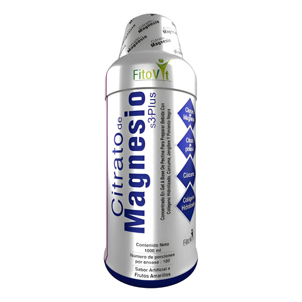 Citrato De Magnesio S3 Plus Con Calcio Y Colágeno Hidrolizado 1000ml Frutos Amarillos - Imagen 1