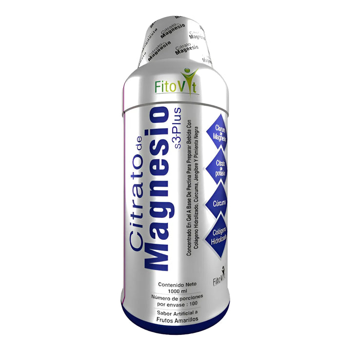 Citrato De Magnesio S3 Plus Con Calcio Y Colágeno Hidrolizado 1000ml Frutos Amarillos - Imagen 1