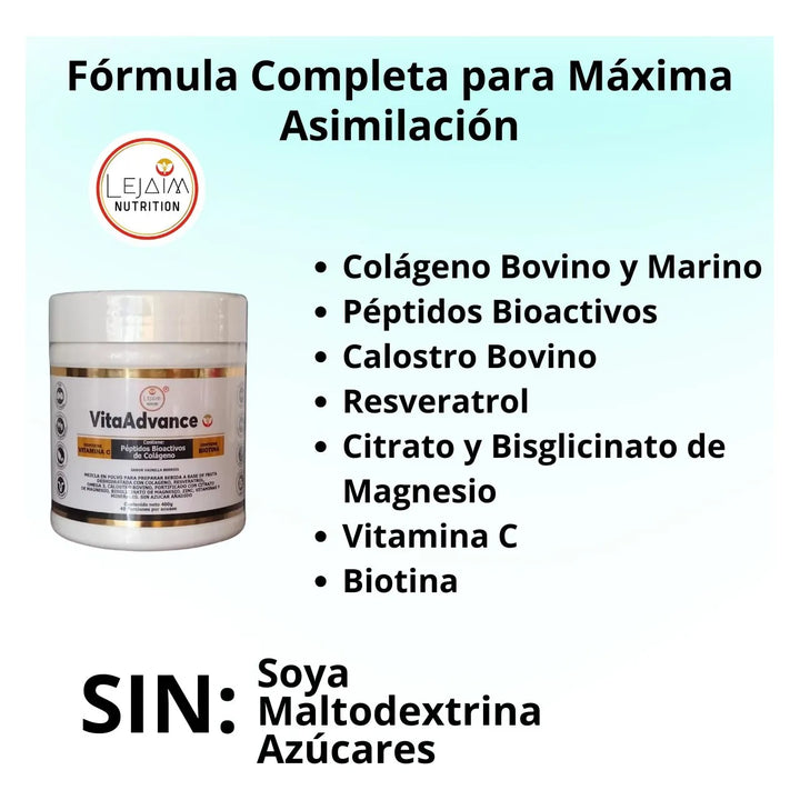 3 Peptidos Colageno Vitaadvance Vainilla - Imagen 2