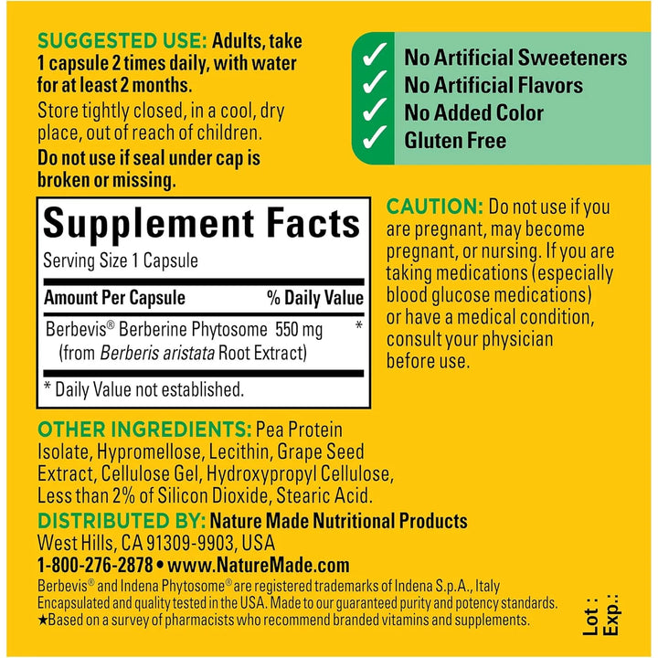Cápsulas De Fitosoma Berberina 1100 Mg Mejor Absorción Salud - Imagen 5