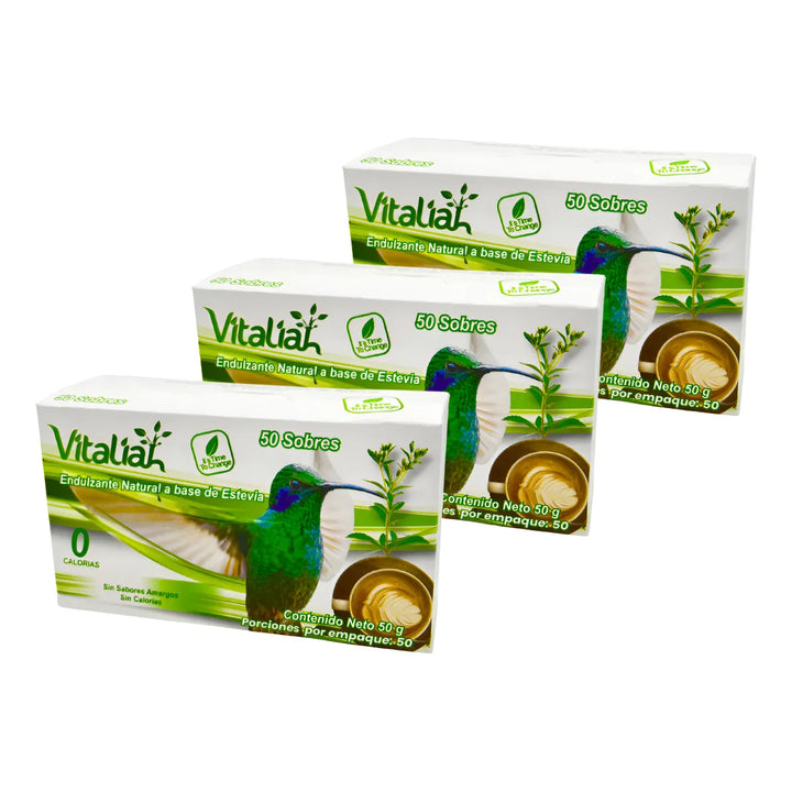 Stevia Natural Vitaliah Caja De 50 Sobres X3 - Imagen 1
