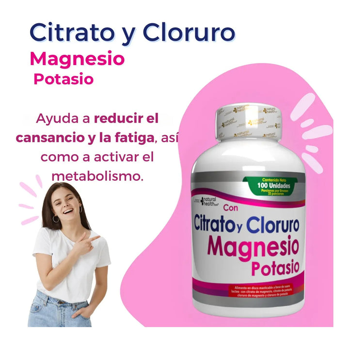 Magnesio Citrato Cloruro Magnesio Potasio Ansiedad Presion Arterial Fatiga Cansancio Articulaciones Estres Dormir Metabolismo Calambres Alta Absorcion Sin Sabor - Imagen 4