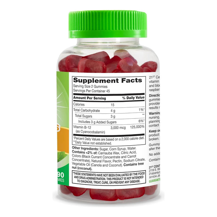 Gomitas B-12 Extra Fuerte 3000 Mcg Frambuesa 90 Unidades - Imagen 7