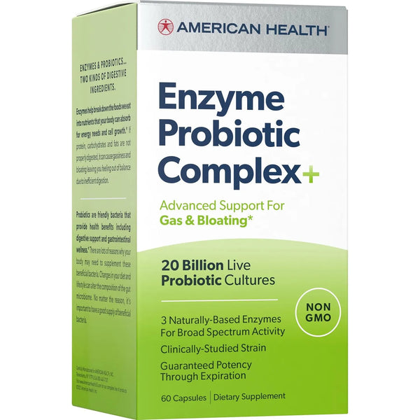 Complejo Probiótico Enzimático Avanzado 20 Mil Millones American Health Alivia Gases E Hinchazón