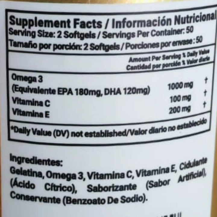 Fish Oil Omega 3 Dha Epa 1300mg 100 Softge Aceite De Pescado N/a - Imagen 4