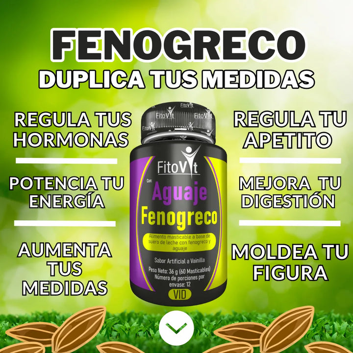 Aguaje Fenogreco Con Magnesio Y Potasio Para Equilibrio Hormonal, Firmeza De Busto Y Glúteos, Salud Ósea, Energía Y Bienestar General Vainilla - Imagen 2