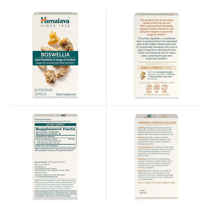 Apoyo Articular Himalaya 250 Mg 60 Cápsulas Movilidad Flexib - Imagen 6