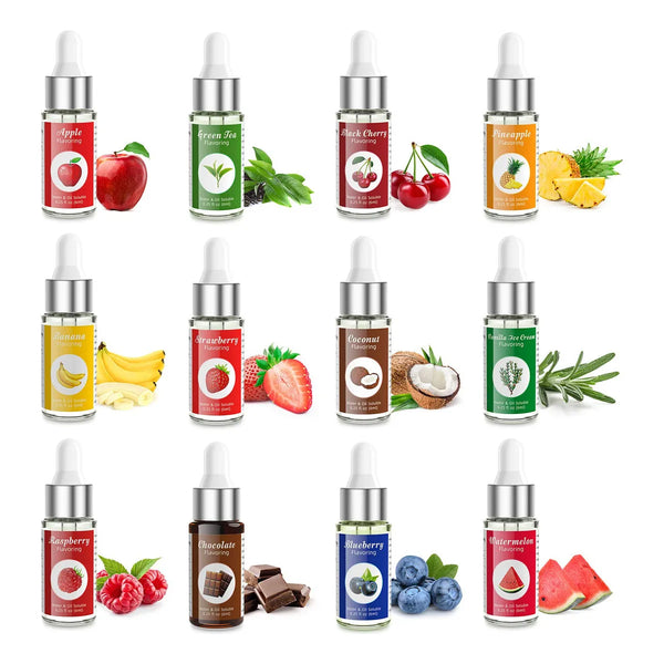 Aceite Aromatizante Para Alimentos 12 Sabores Intensos Incluye Vainilla Chocolate Y Fresa