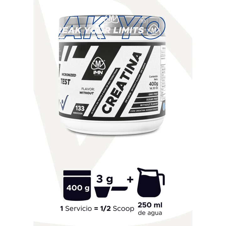 Creatina Monohidratada - 400 Gr Sin Sabor - Imagen 3