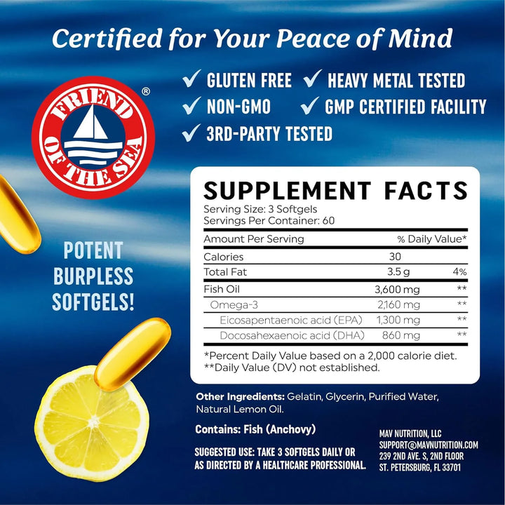 Aceite De Pescado Omega 3 Triple Fuerza 3600 Mg Epa Dha 2100 - Imagen 6