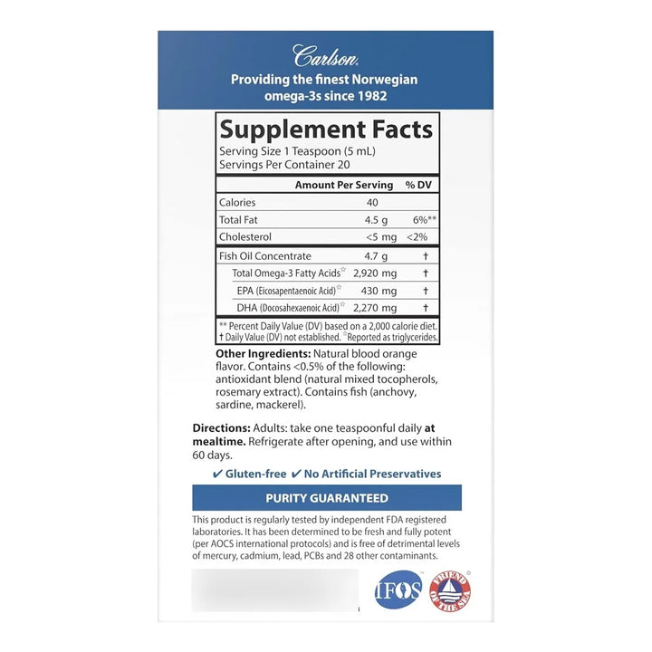 Carlson Elite Dha 2270mg Fuerza Profesional Naranja 100 Ml - Imagen 3