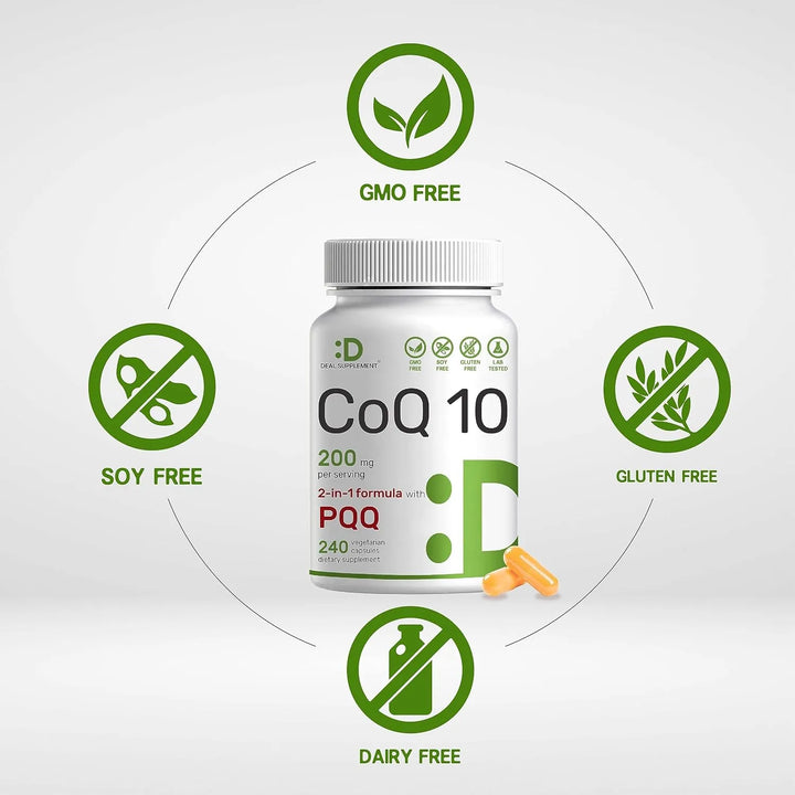 Coenzima Q10 200mg Y Pqq 200mcg 240 Cápsulas Vegetales Antio - Imagen 3