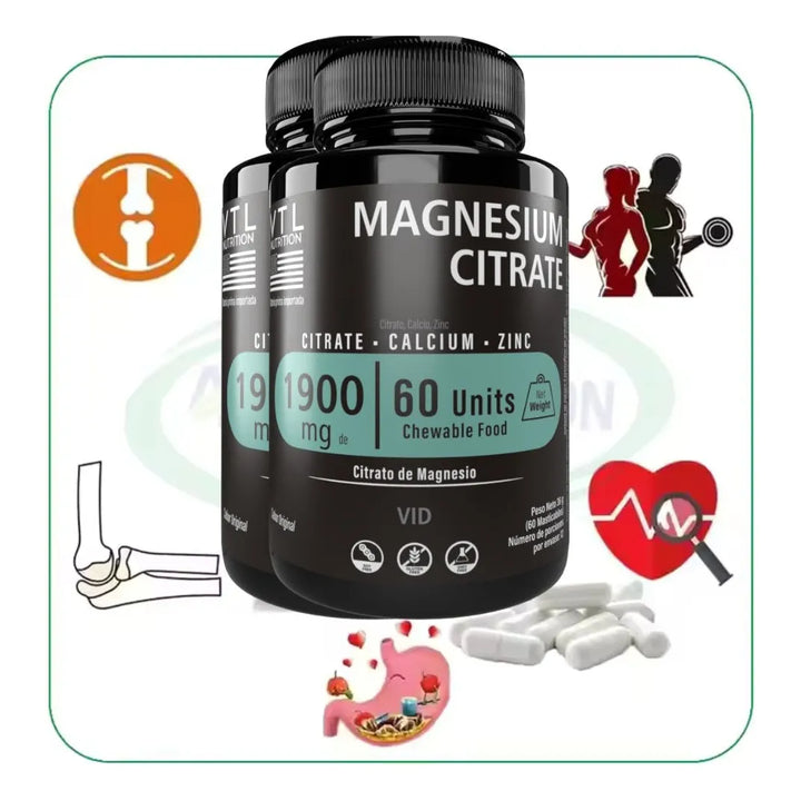 2 Citrato Magnesio  X 120 Caps Sin Sabor - Imagen 2