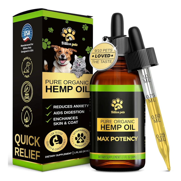 Aceite De Cáñamo Para Mascotas Alivia Ansiedad Dolor Articular Estrés Billion Pets
